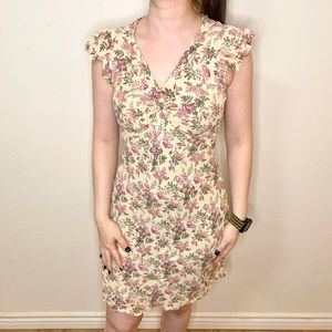 Romantic cottagecore flutter sleeve pink floral midi dress Y2K